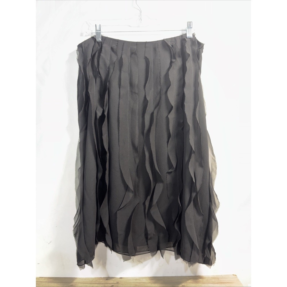 Dana Buchman Woman 14 100% Silk Lined  Skirt Women Black Ruffle Hem Goth Sexy